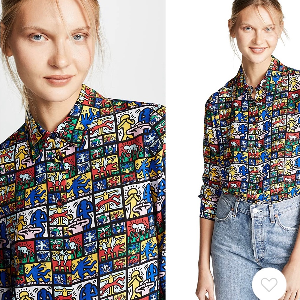 KEITH HARING x ALICE + OLIVIA WILLA POLKA DOT TOP SIZE SMALL NEVER WORN!